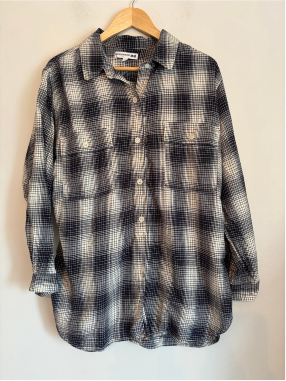 Uniqlo x Ines de la Fressange Plaid Button Down Flannel Shirt, Womens Size L